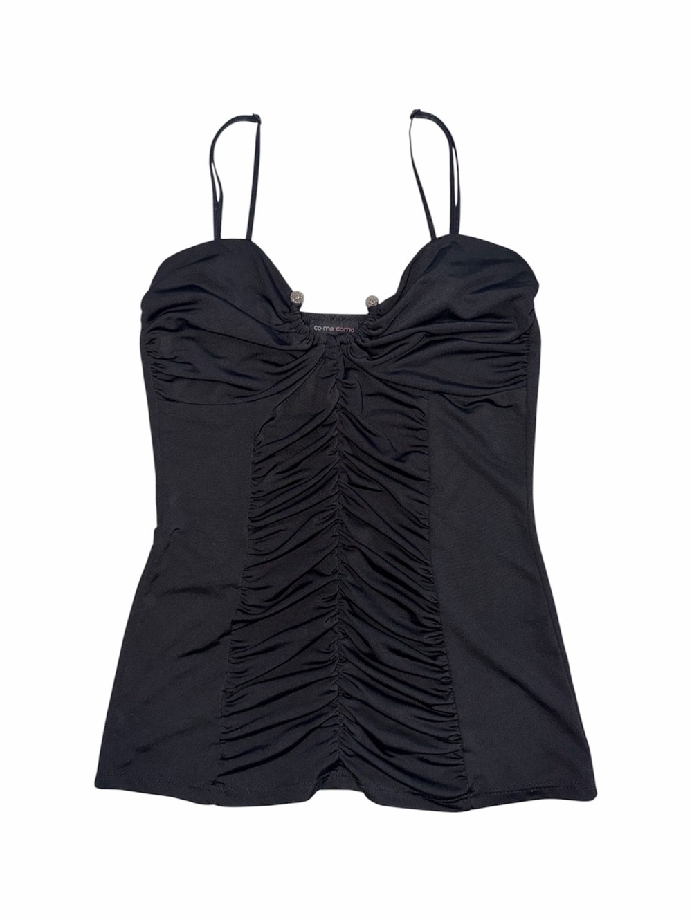 Vintage Come Como Black Ruched Tank Top - Picture 1 of 9